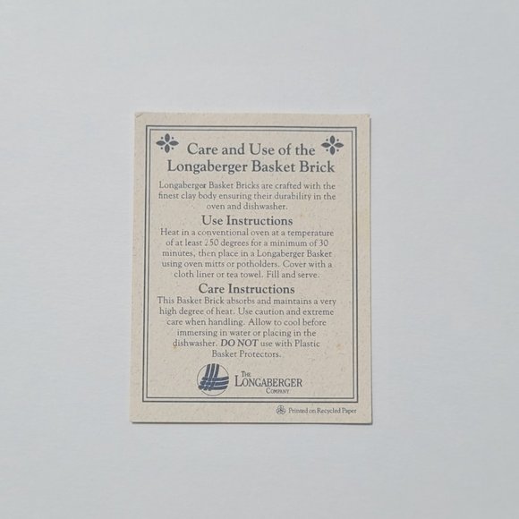 Retired Longaberger Pottery Button Basket Brick Warmer Stone #30198 - Like New - Picture 6 of 8